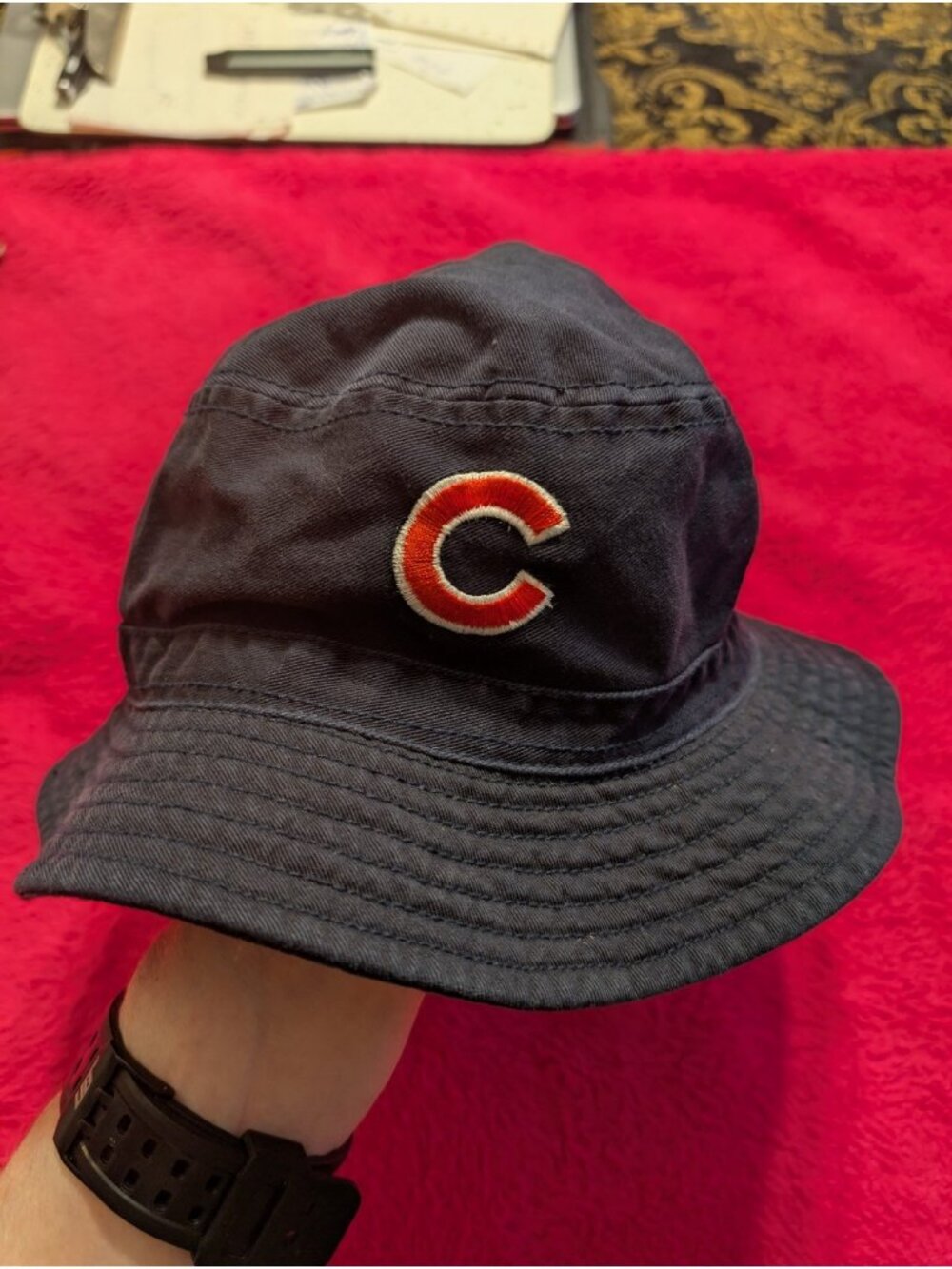 Chicago Cubs Bucket Hat Navy Blue Twins Enterprise OSFA MLB Boonie Sun Cap